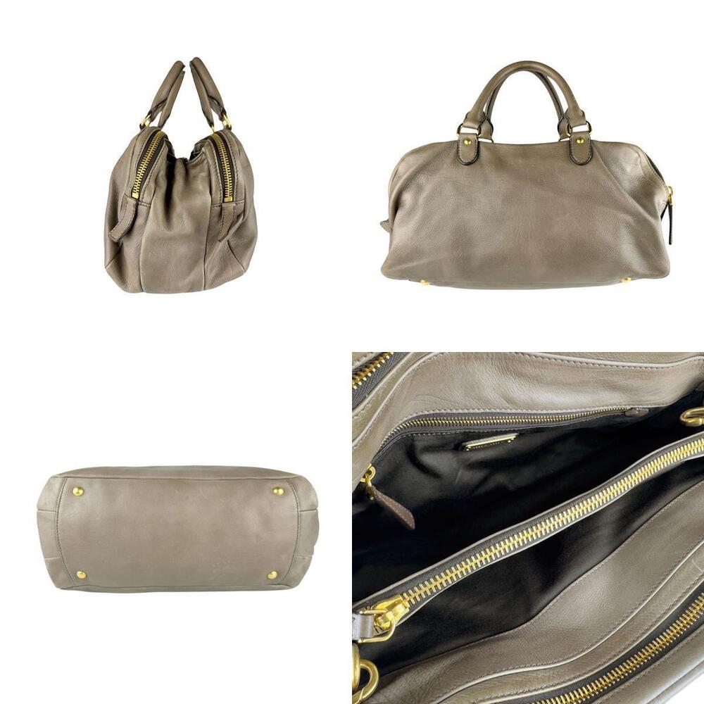 Miu Miu 2way gray Bag Shoulder brown gold leather
